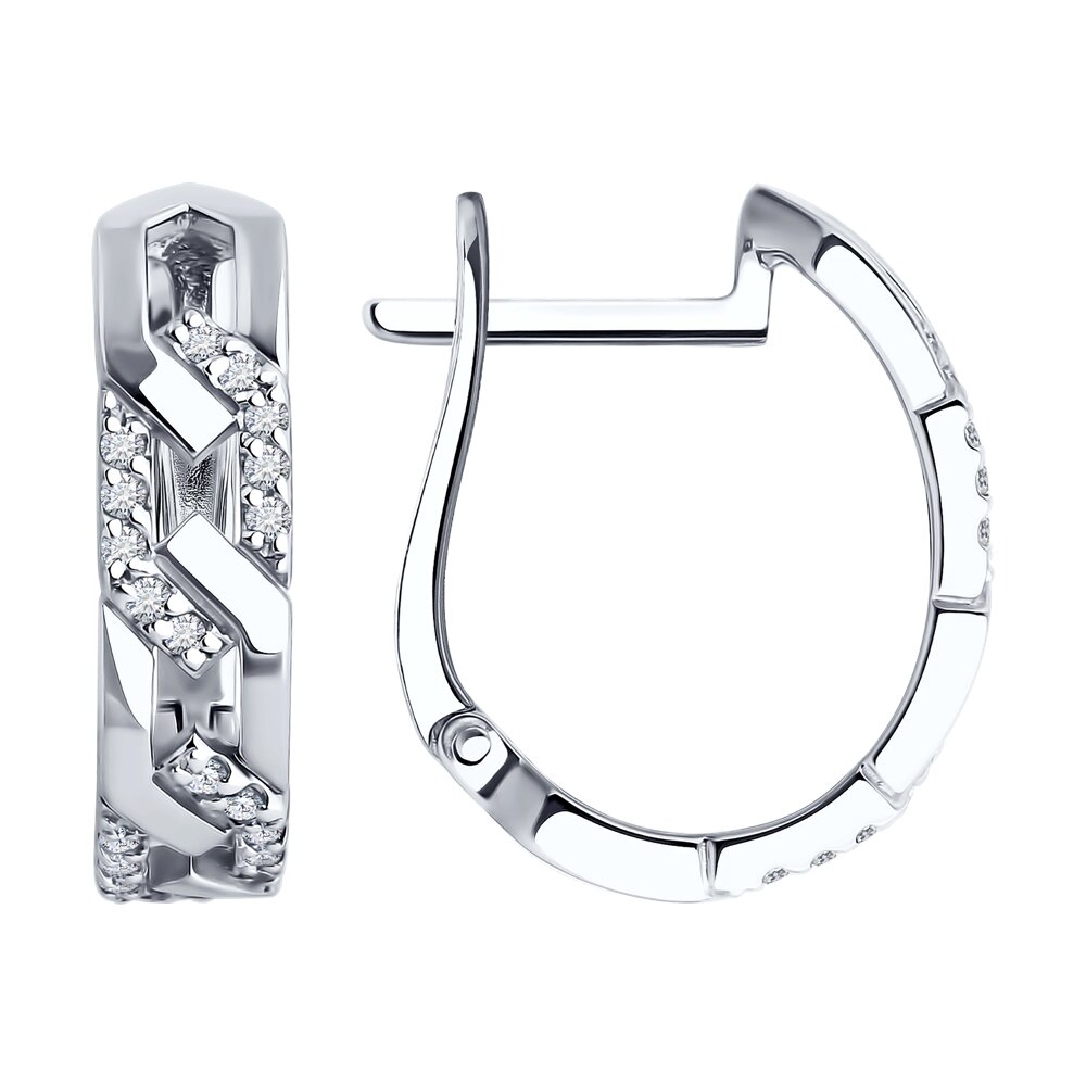 Серьги из белого золота с фианитами