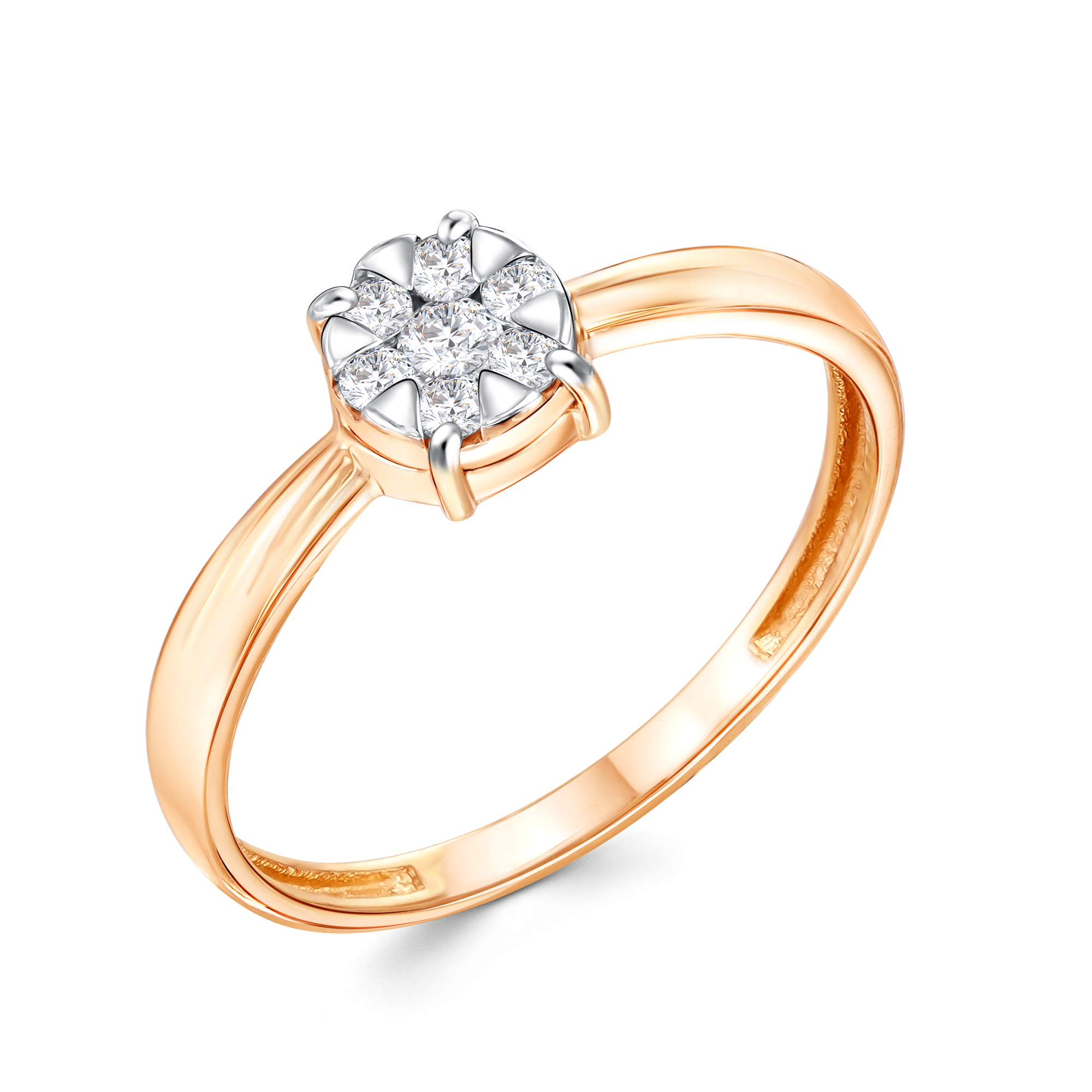 Кольцо из красного золота с фианитами