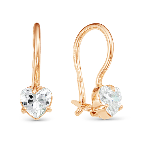 Серьги из красного золота с фианитами