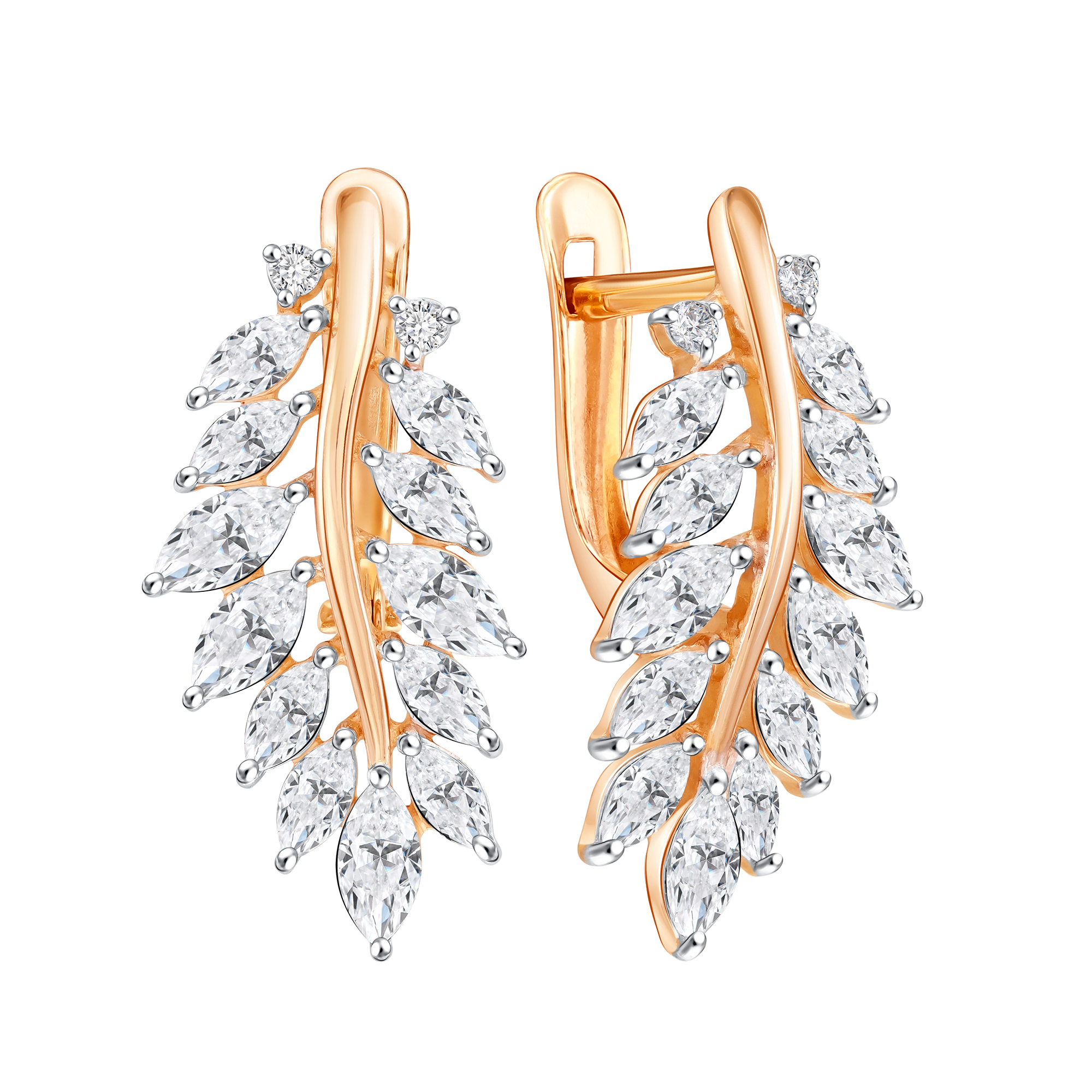 Серьги из красного золота с фианитами