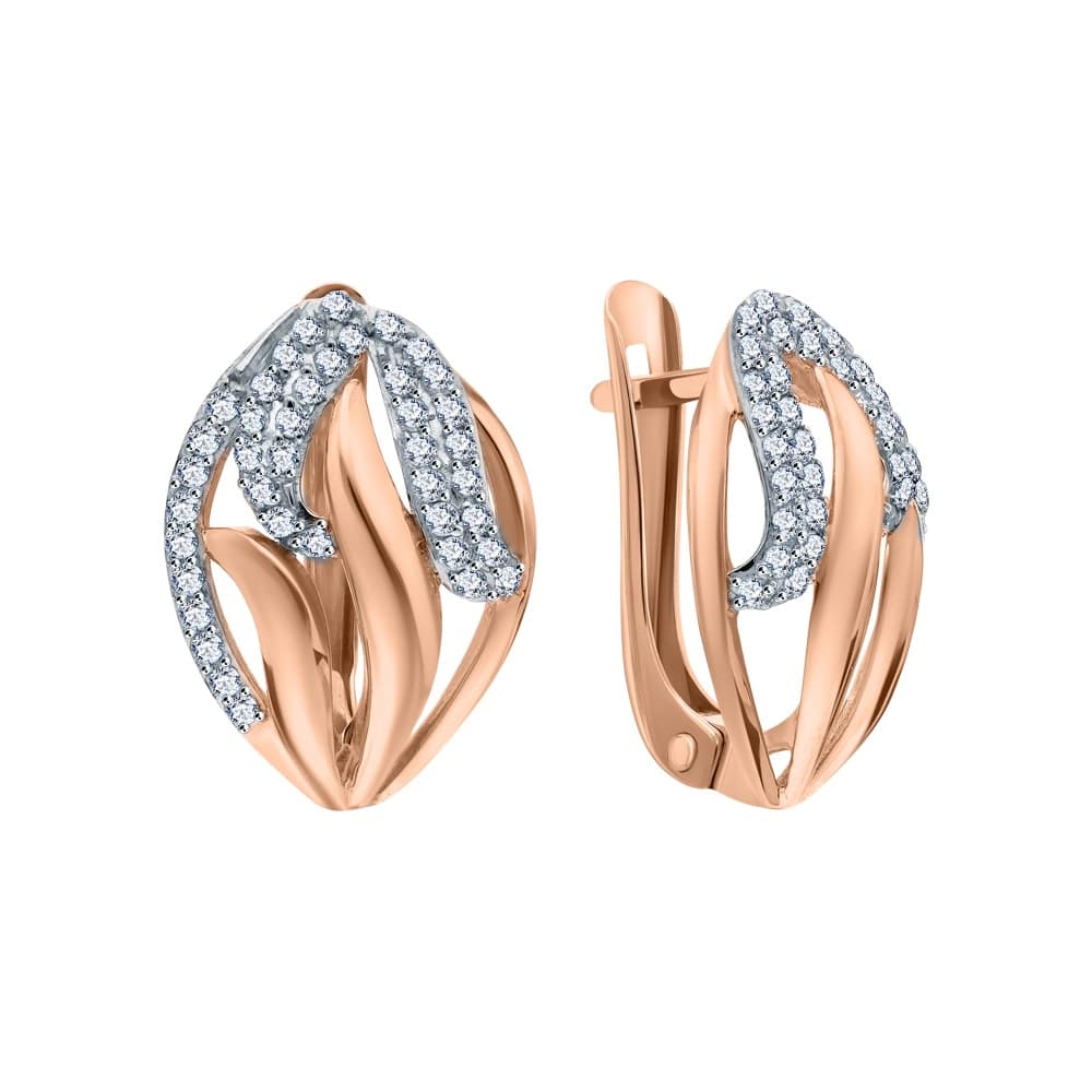 Серьги из красного золота с фианитами