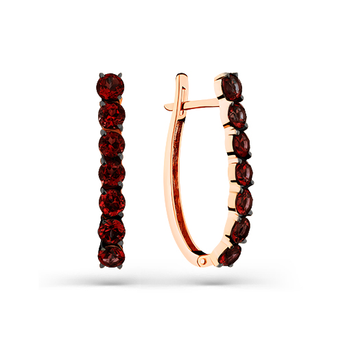 Серьги из красного золота с гранатами