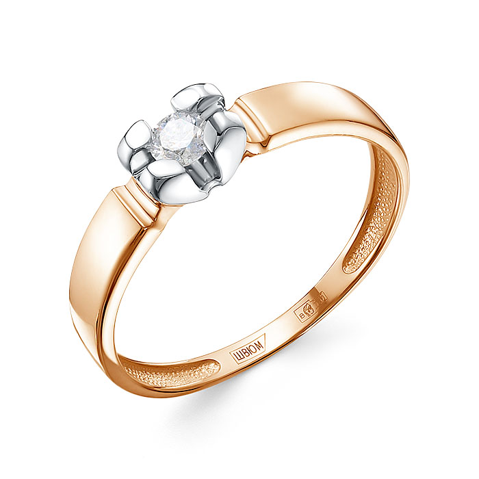 Кольцо из красного золота с бриллиантом