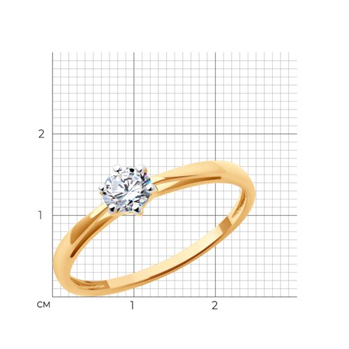 Кольцо из красного золота с фианитом