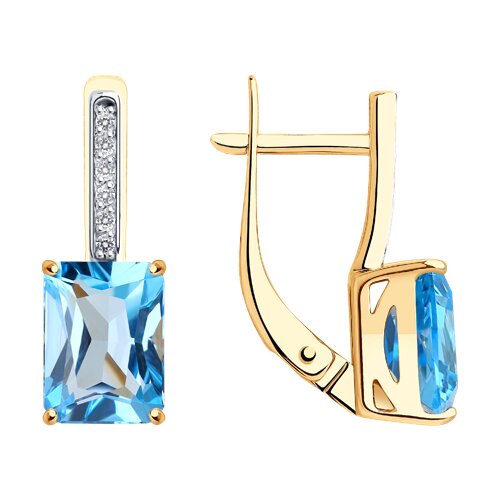 Серьги из красного золота с топазами и фианитами