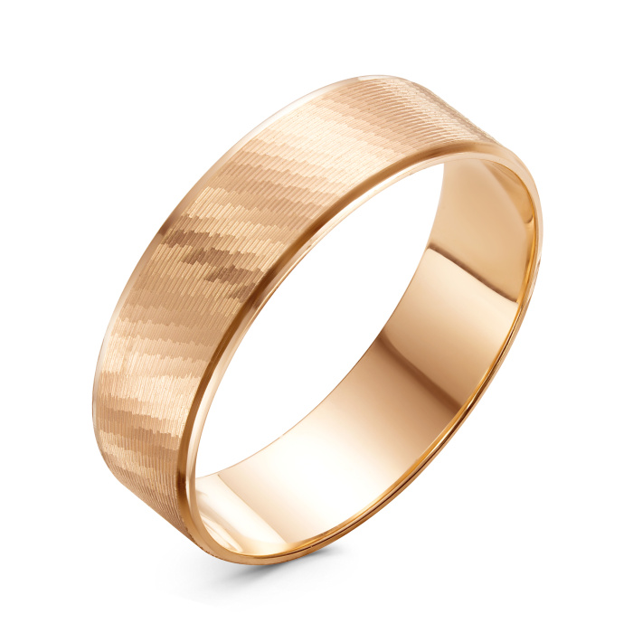 Обручальное кольцо из красного золота с алмазной гранью