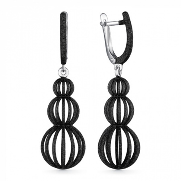 Серьги из серебра с черной эмалью