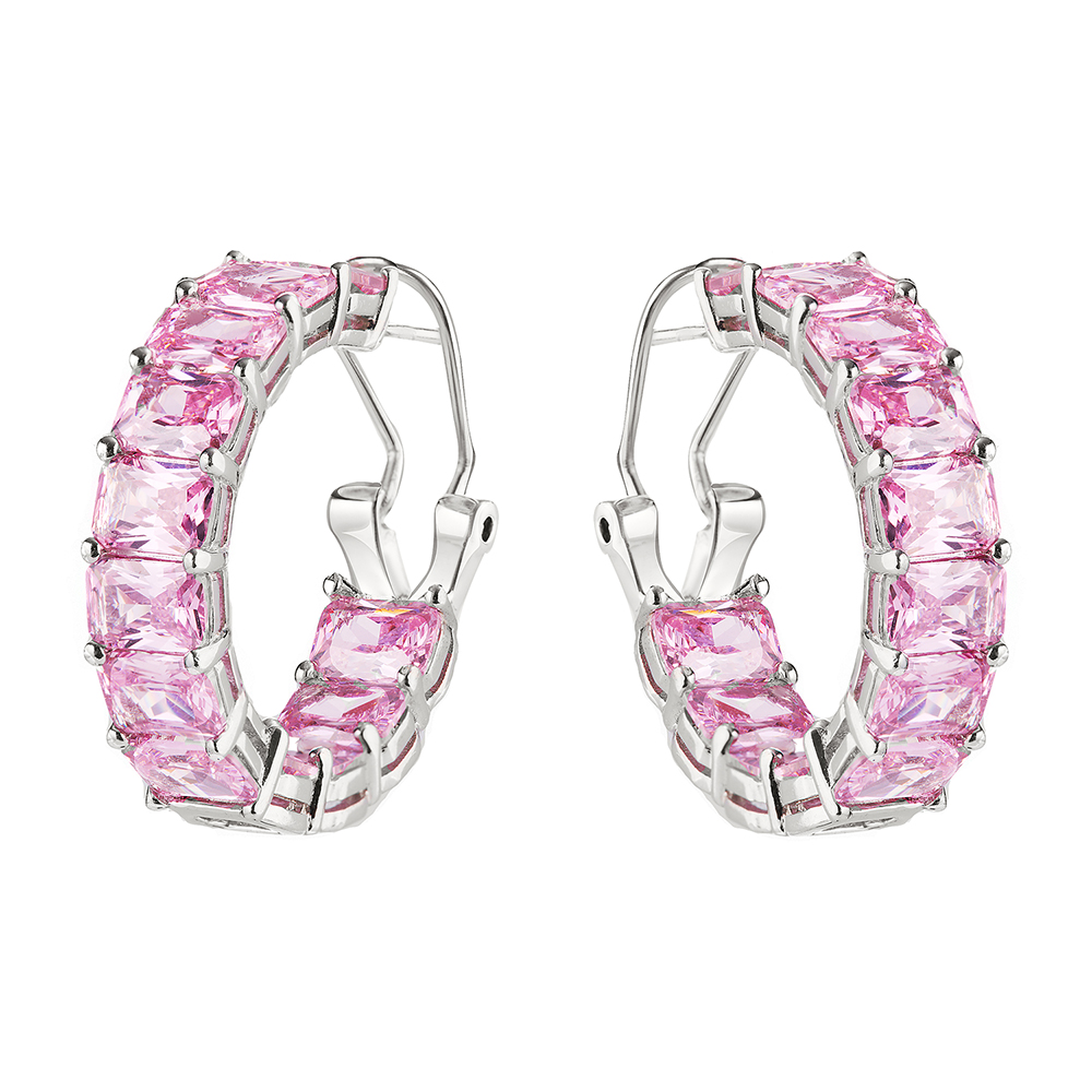 Серьги конго из серебра с фианитами