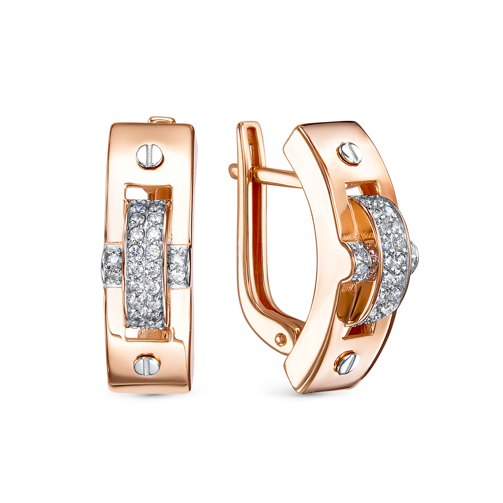 Серьги из красного золота с фианитами