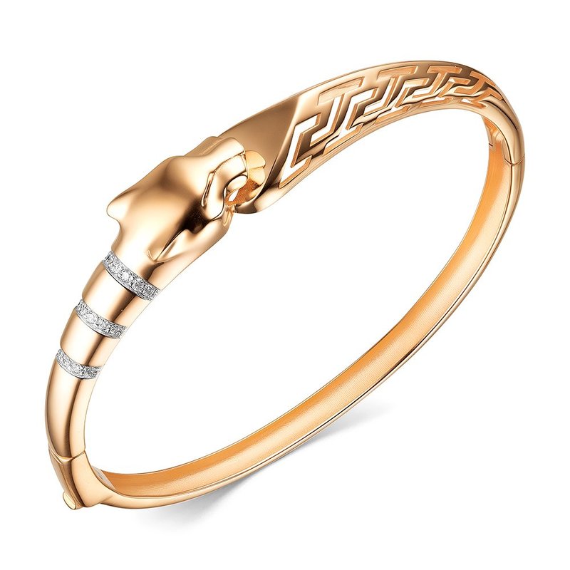 Браслет из желтого золота с фианитами