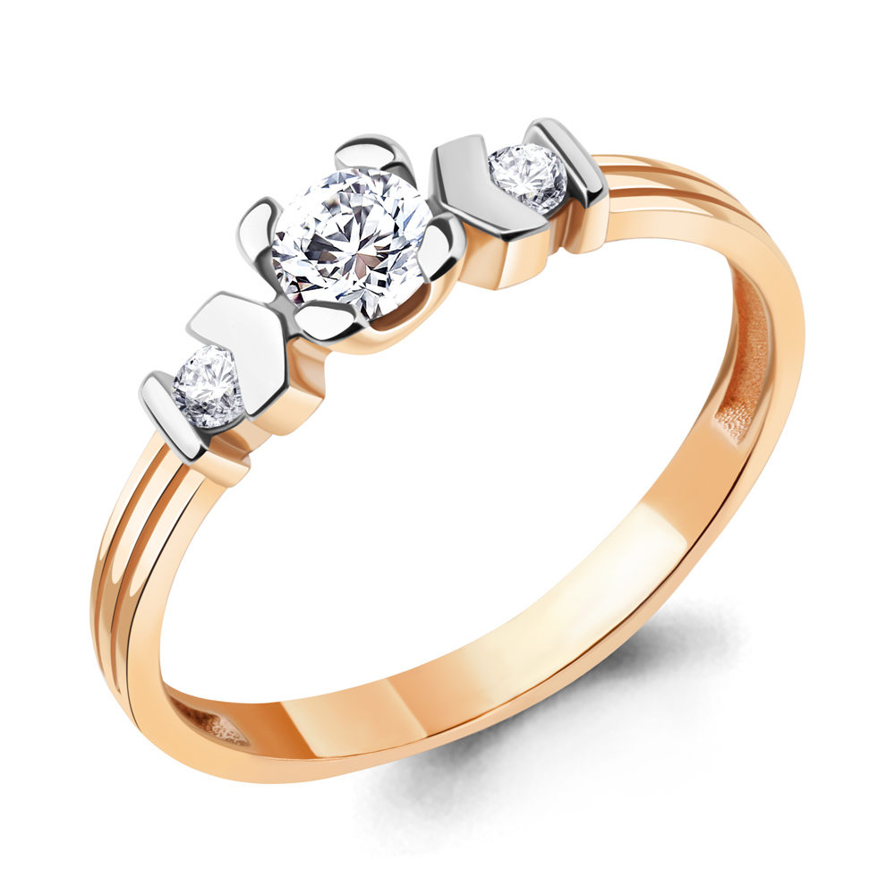 Кольцо из красного золота с фианитами