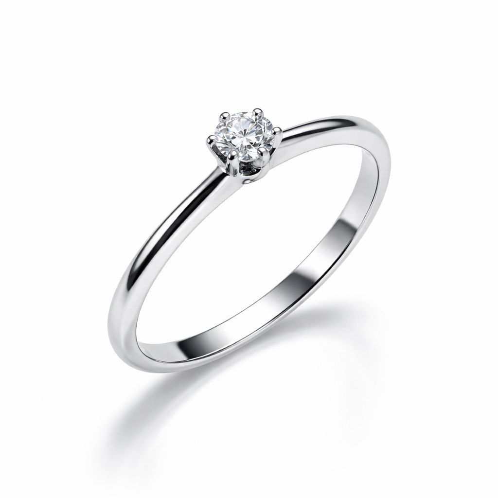 Кольцо из белого золота с бриллиантом