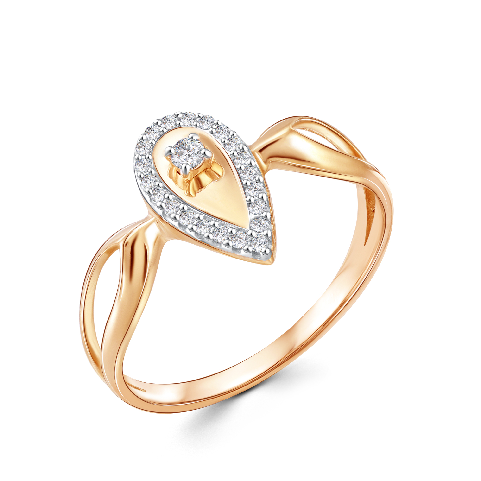 Кольцо из красного золота с фианитами