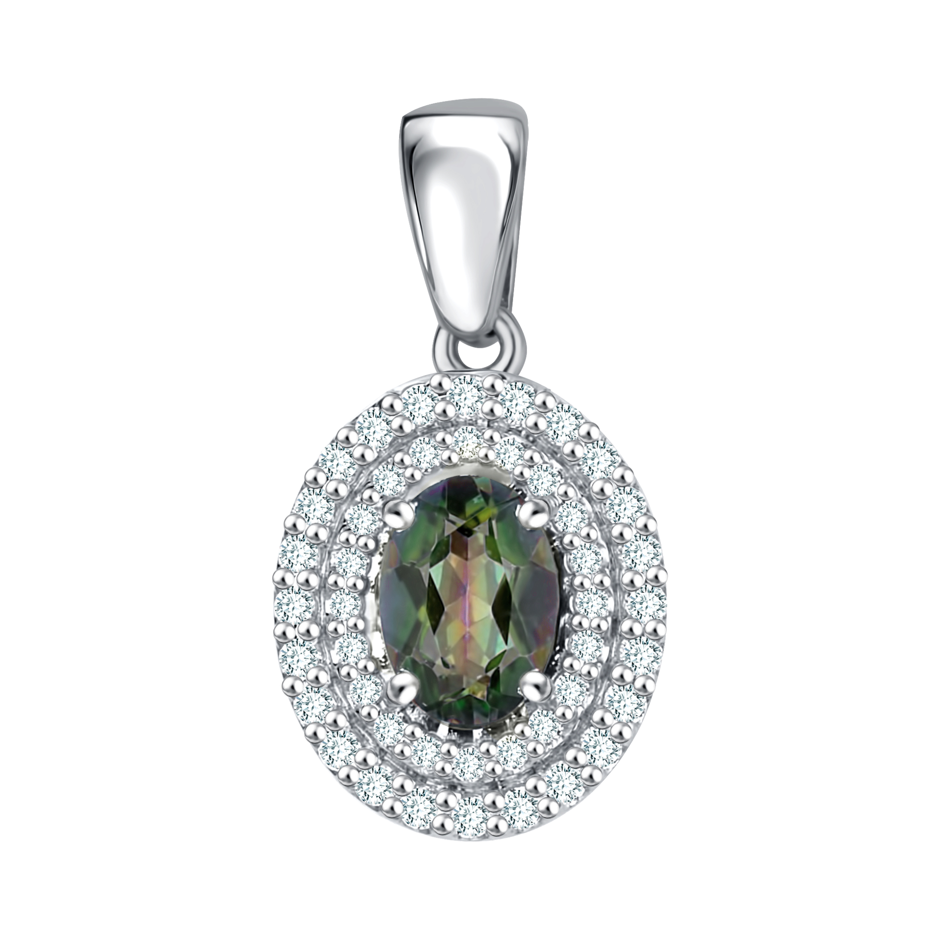 Подвеска из серебра с фианитами и кварцем