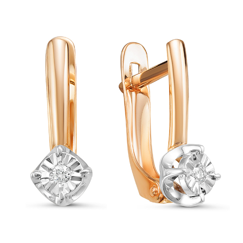 Серьги из красного золота с бриллиантами