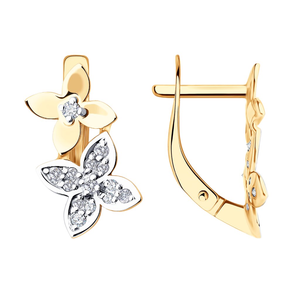 Серьги из красного золота с фианитами