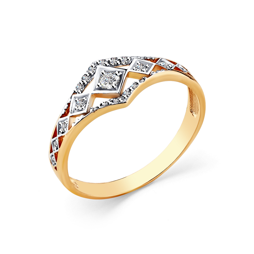 Кольцо из красного золота с фианитами