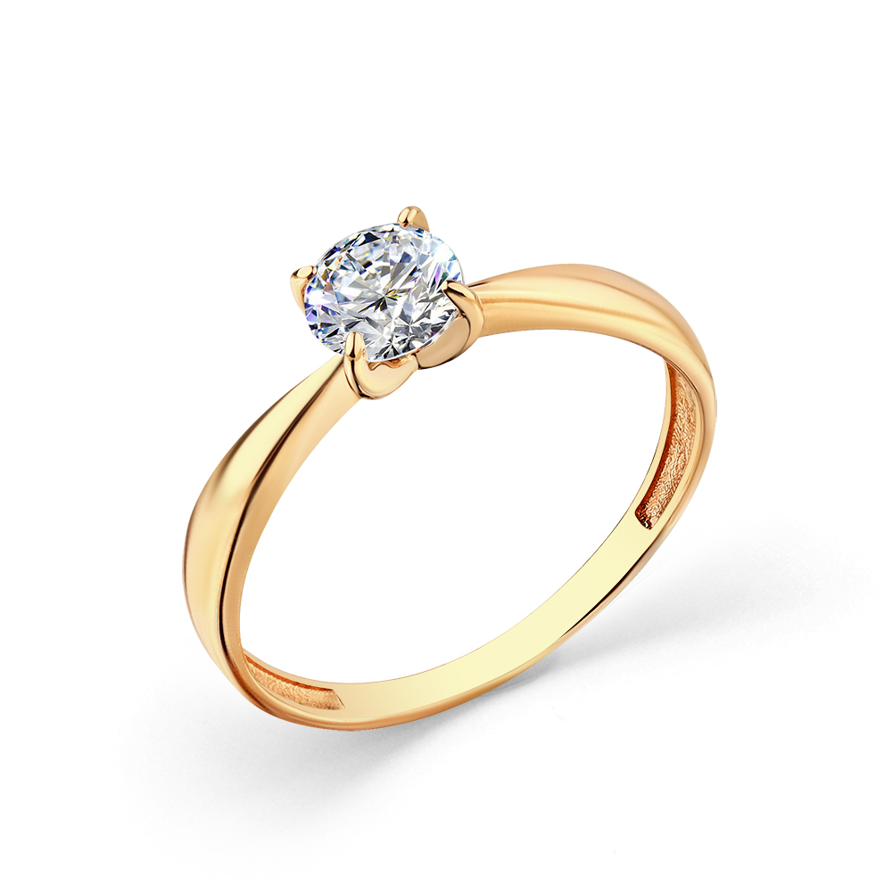 Кольцо из красного золота с фианитом