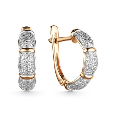 Серьги из красного золота с фианитами