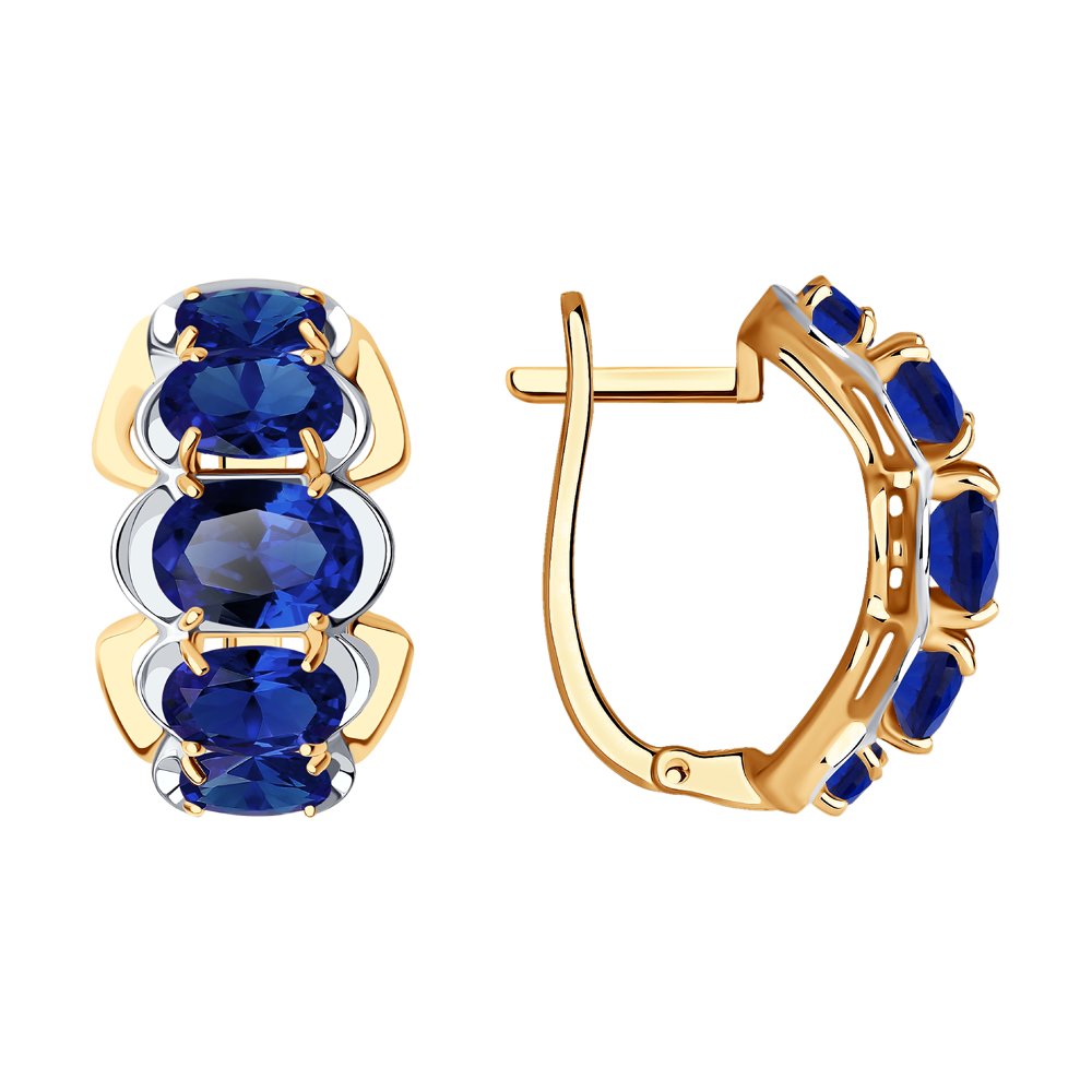 Серьги из красного золота с корундами сапфировыми