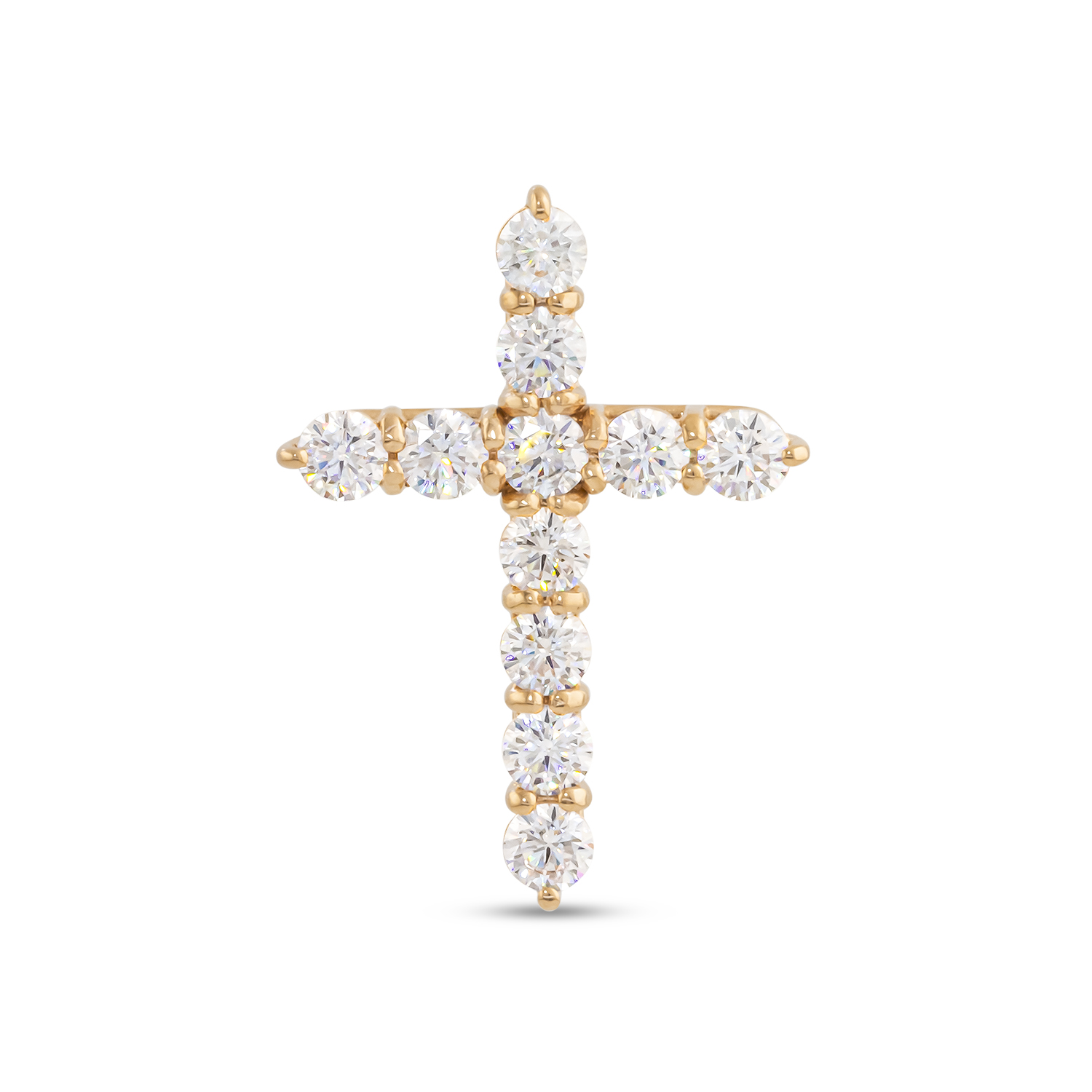 Декоративный крестик из красного золота с бриллиантами