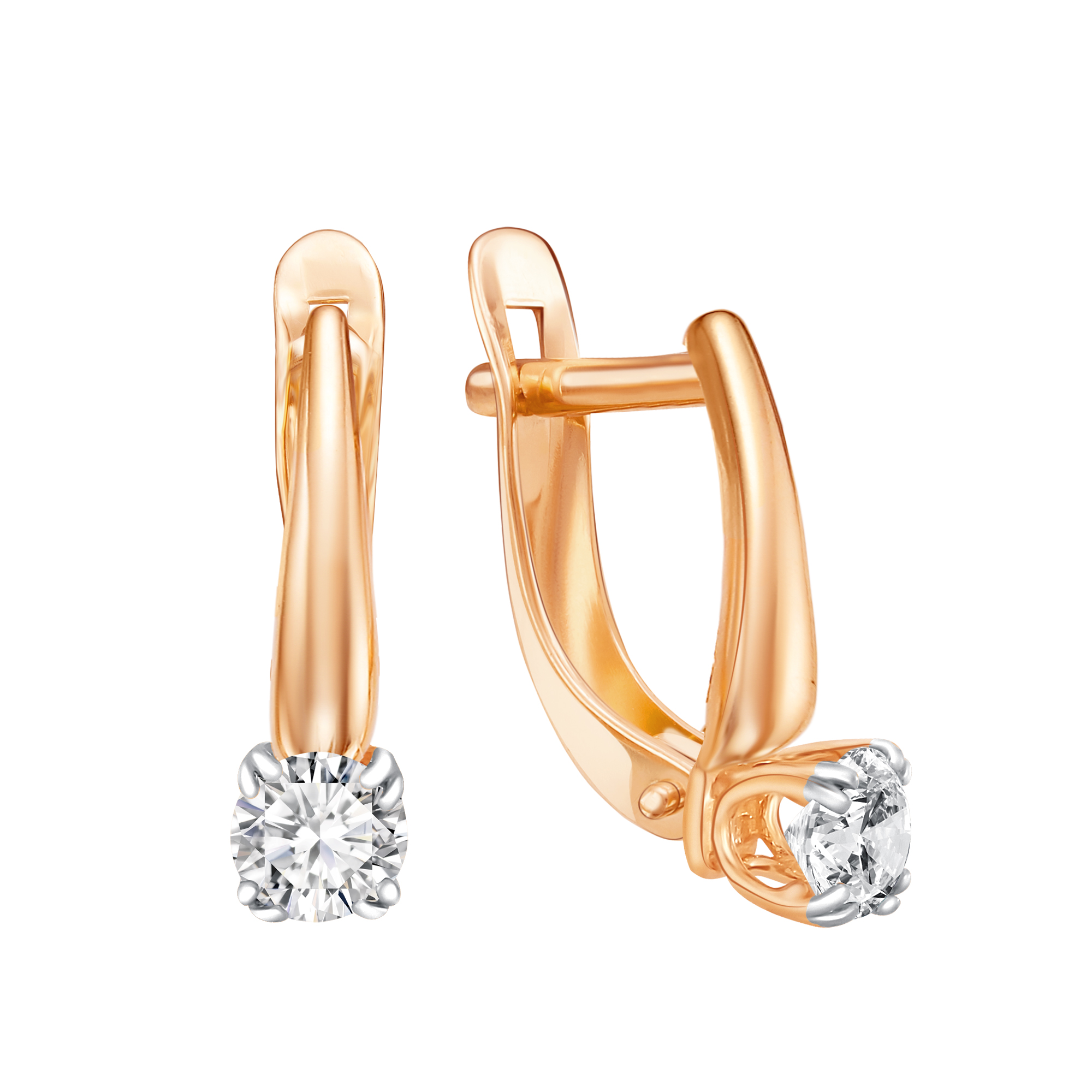 Серьги из красного золота с фианитами