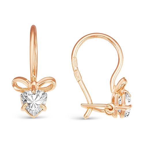 Серьги из красного золота с фианитами