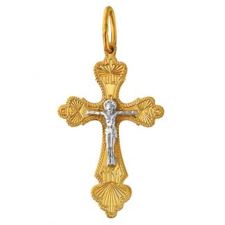 Крестик православный из красного золота