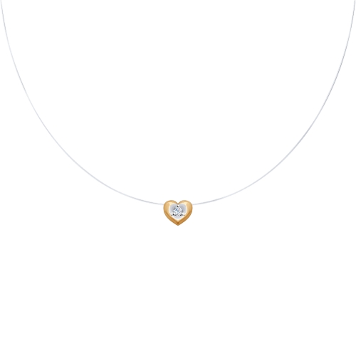 Колье на леске из красного золота с фианитом