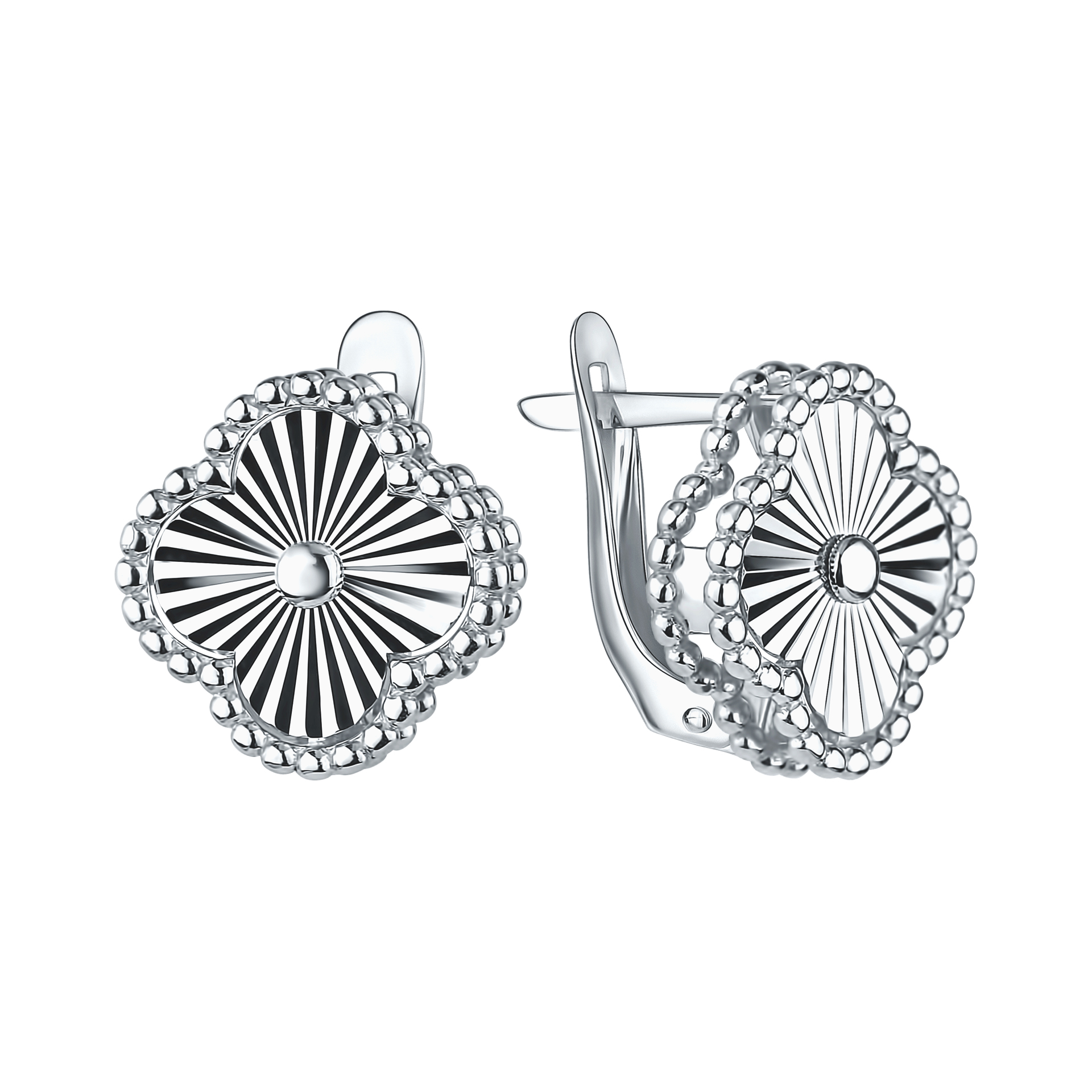 Серьги «Клевер» из серебра