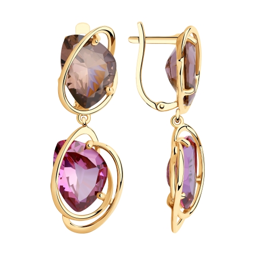 Серьги из красного золота с ситаллами