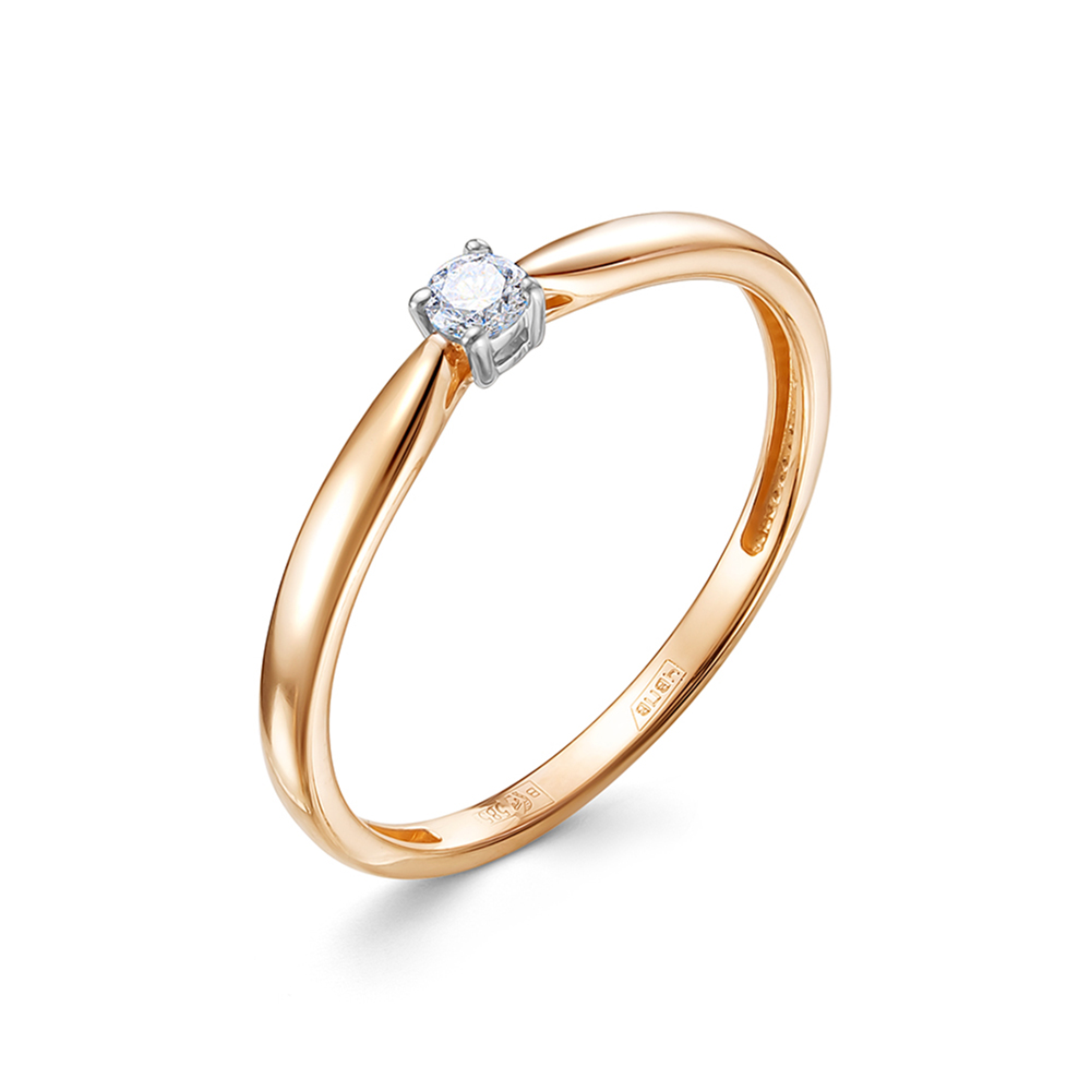 Кольцо из красного золота с бриллиантом