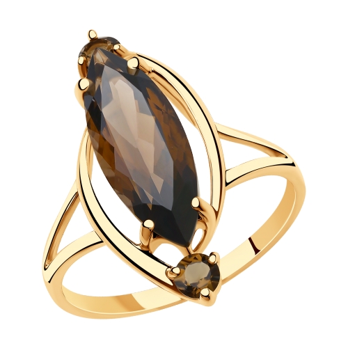 Кольцо из красного золота с раухтопазом