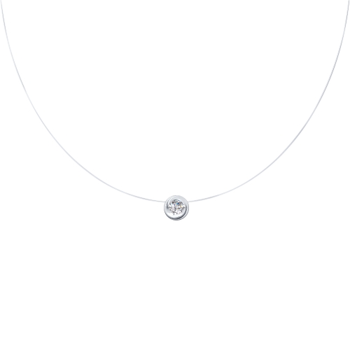 Колье на леске из белого золота с фианитом
