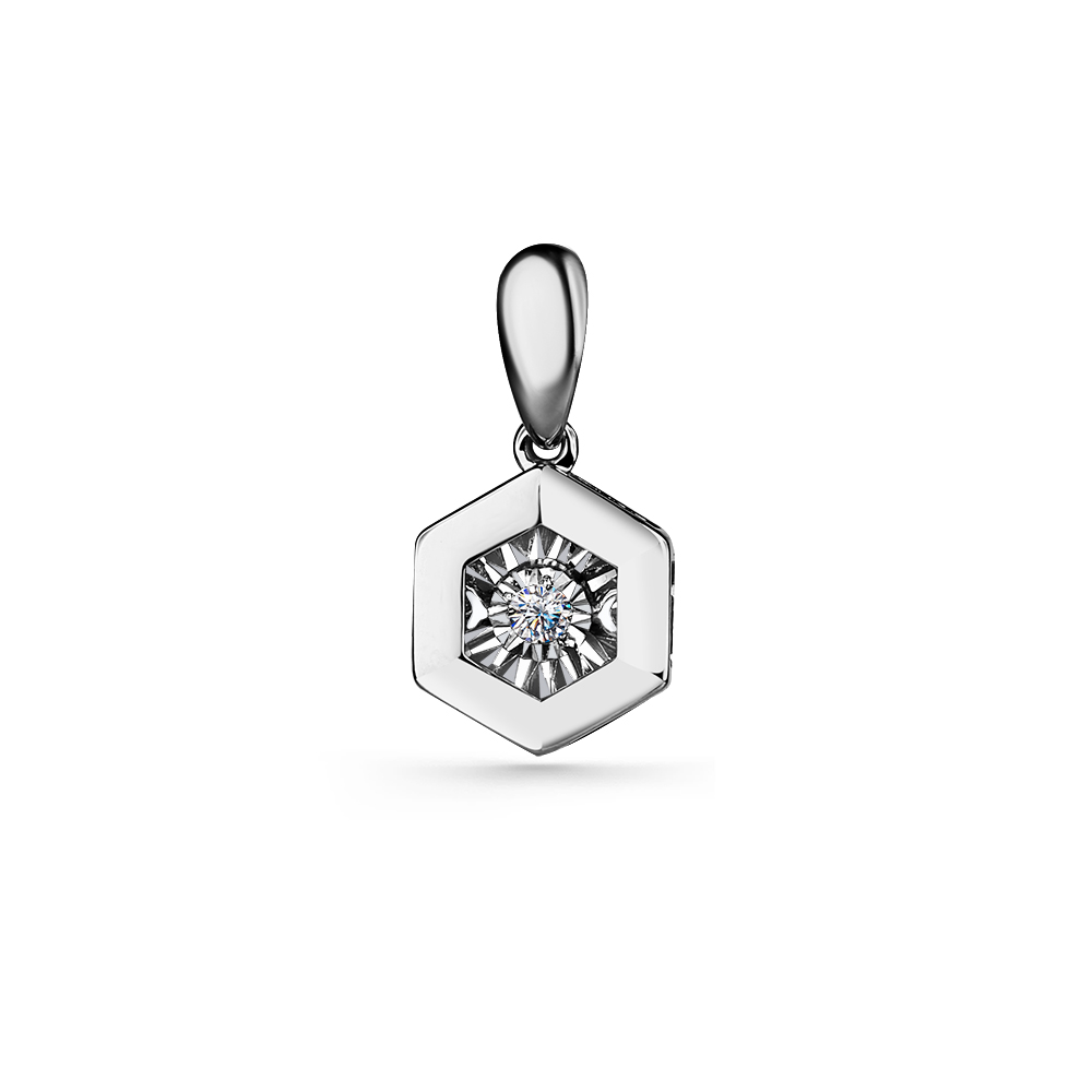Подвеска из белого золота с танцующим бриллиантом
