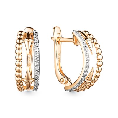 Серьги из красного золота с фианитами