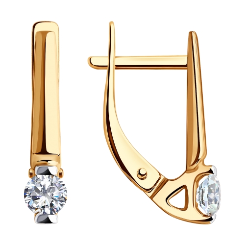 Серьги из красного золота с фианитами