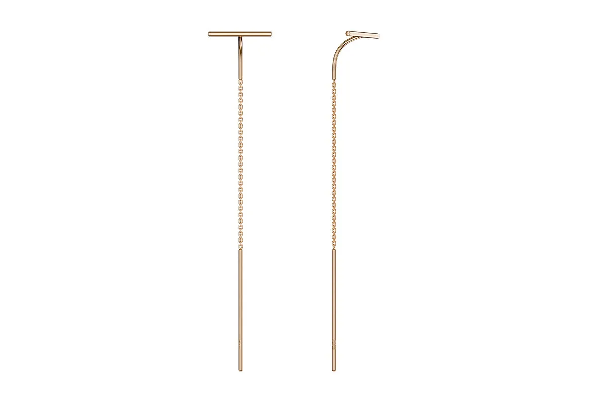 Серьги из красного золота «Палочка на кобре»