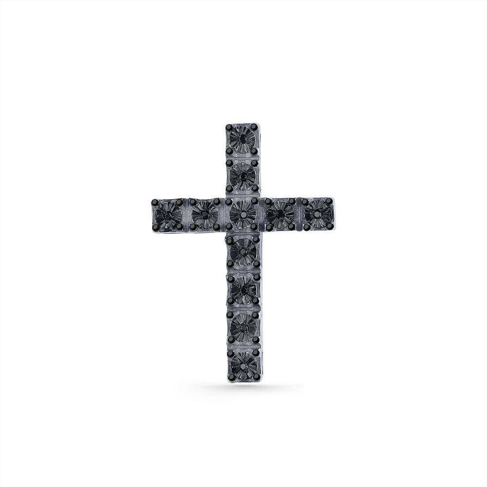 Декоративный крестик из серебра с бриллиантами