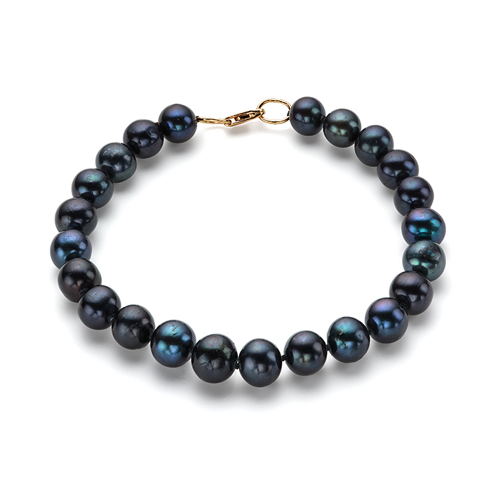 Браслет из красного золота с черным жемчугом