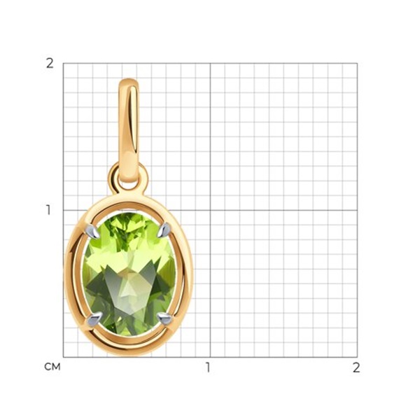 Подвеска из красного золота с хризолитом