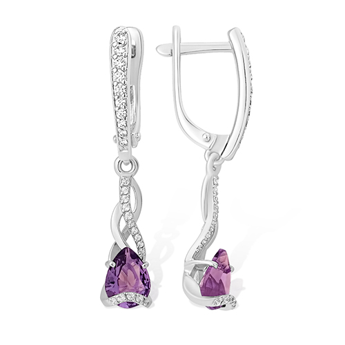 Серьги из серебра с фианитами