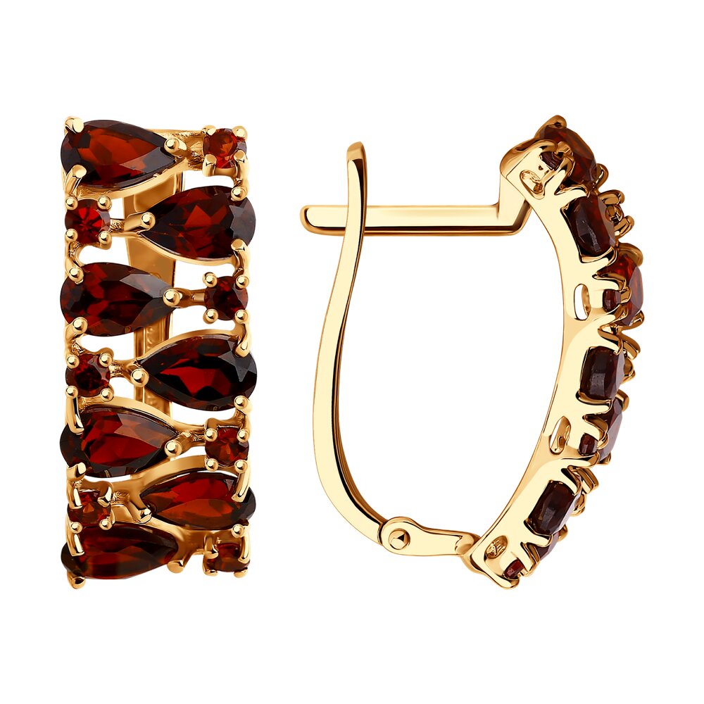 Серьги из красного золота с гранатами