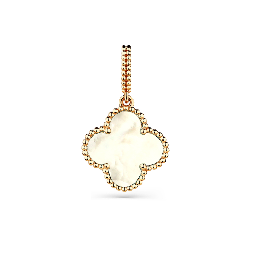 Подвеска «Клевер» из красного золота с перламутром