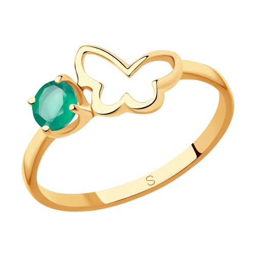 Кольцо из красного золота с агатом