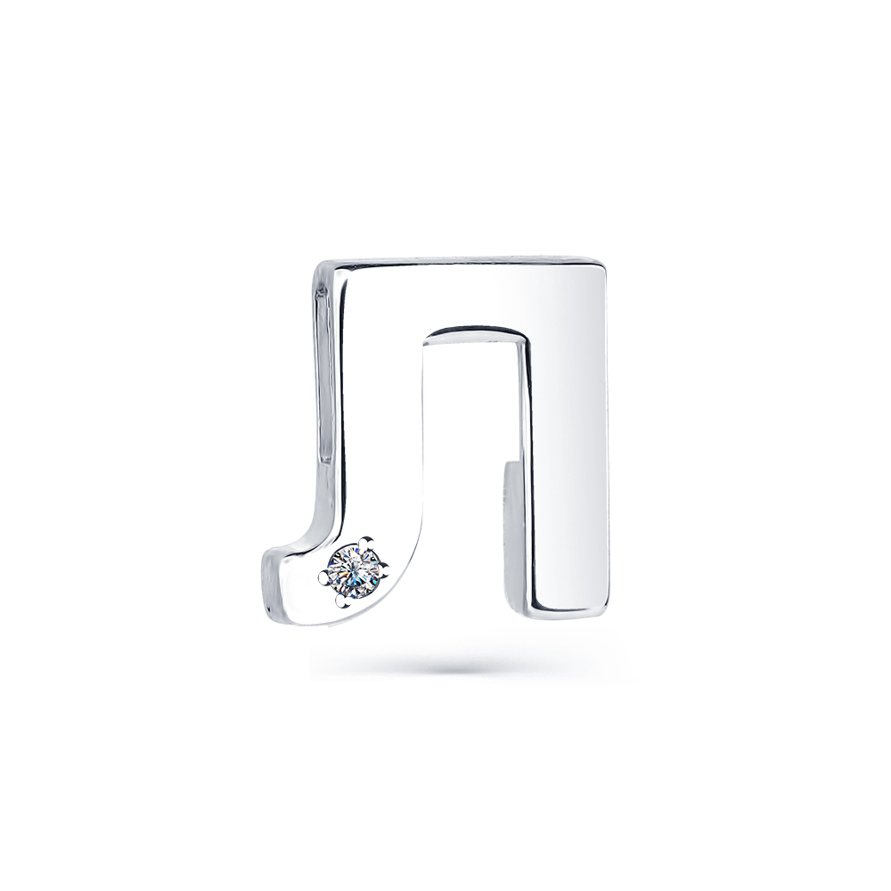 Подвеска из белого золота с фианитом «Буква Л»