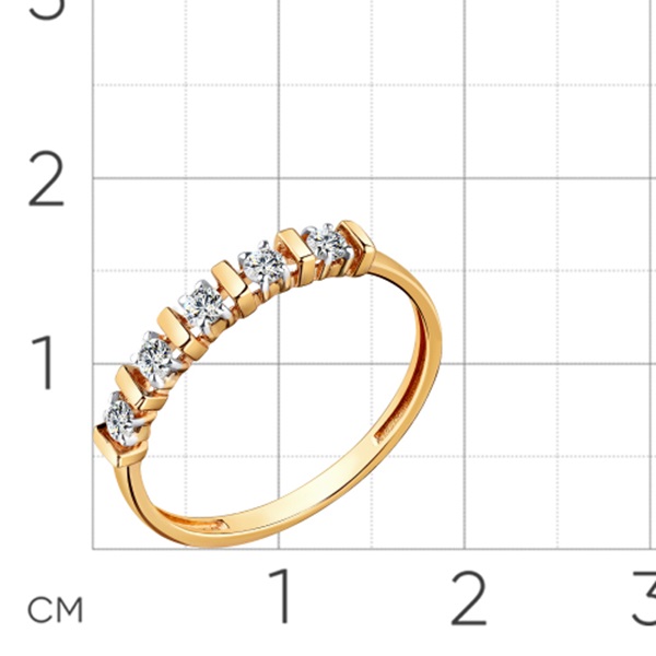 Кольцо из красного золота с фианитами