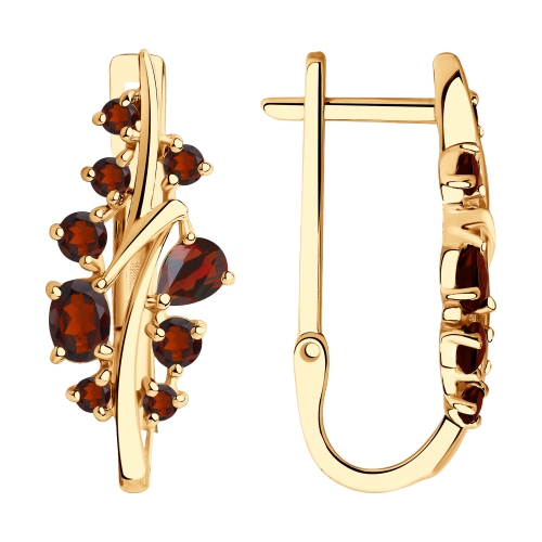 Серьги из красного золота с гранатами