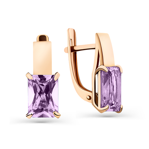 Серьги из красного золота с аметистами
