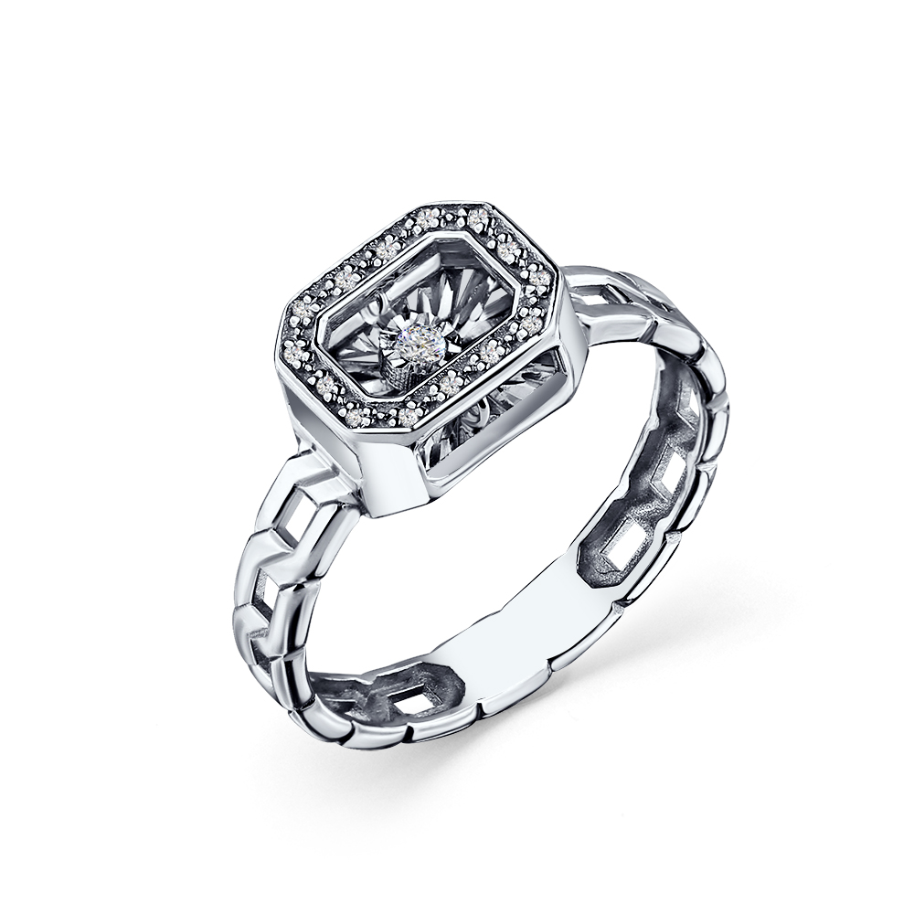 Кольцо из белого золота с танцующим бриллиантом